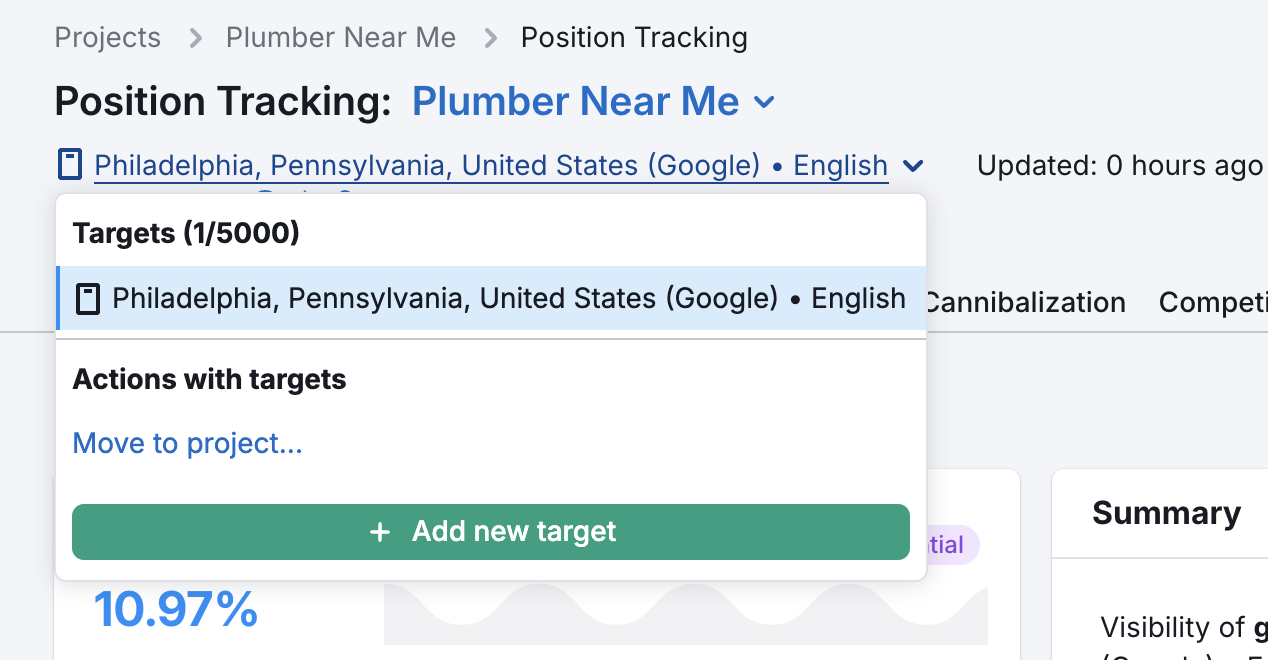 position tracking local SEO setup