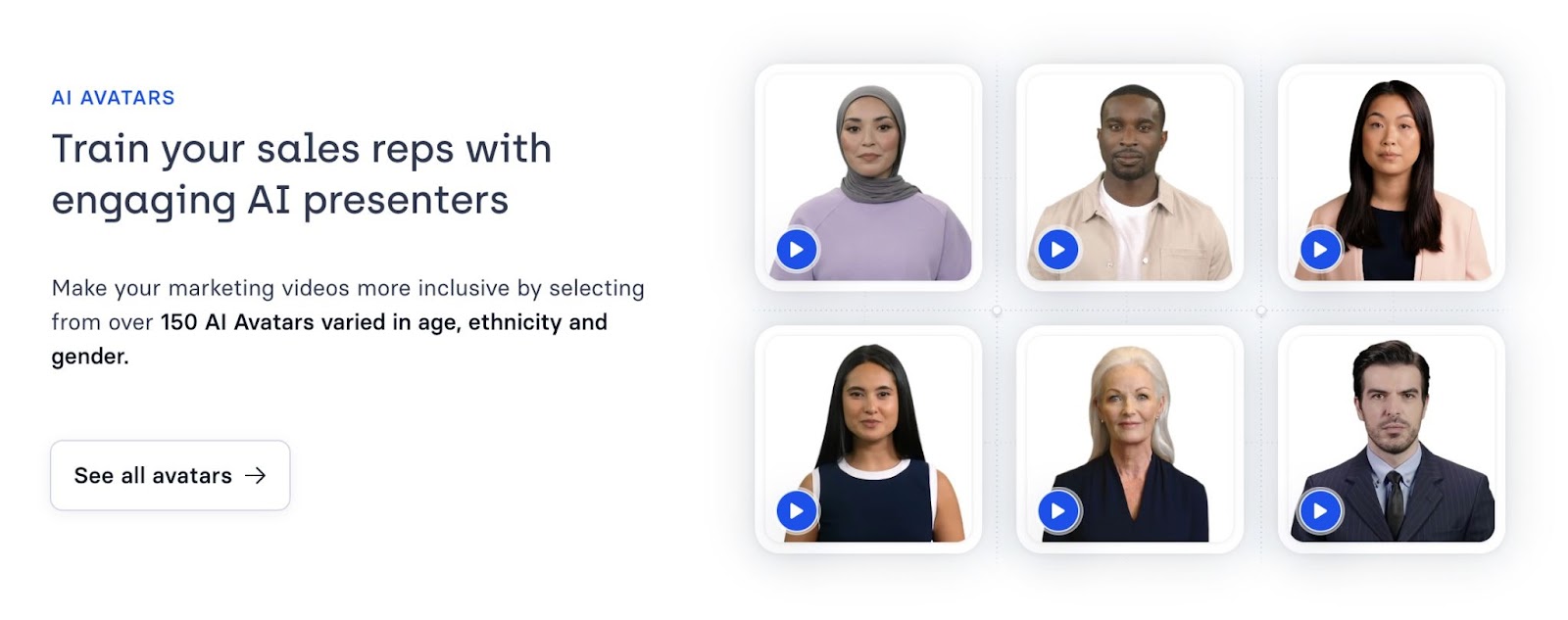 Synthesia's AI AVATAR section of the page