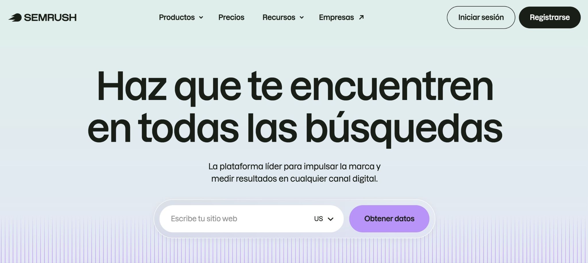 The Semrush homepage in Spanish.