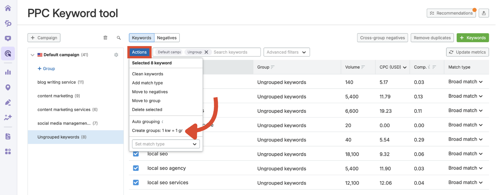 Creating single-keyword ad groups for tighter targeting.