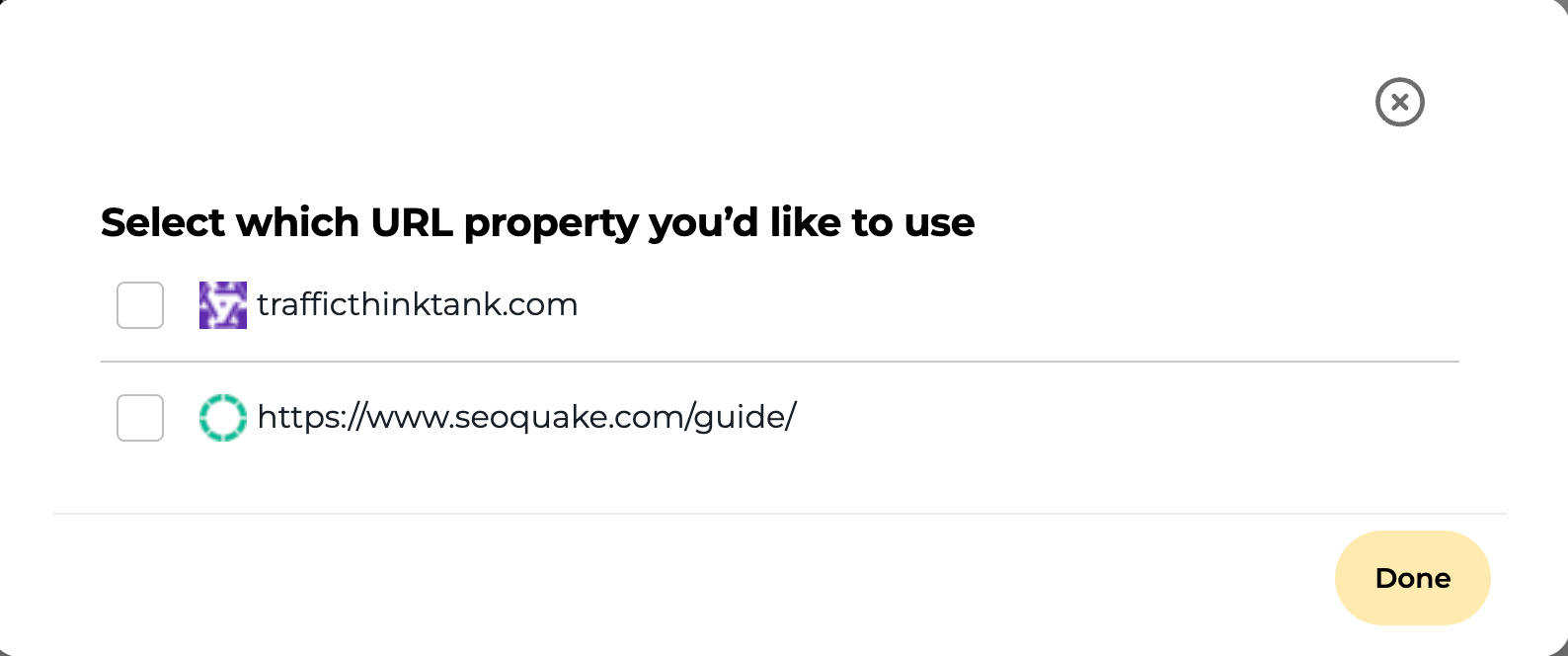 Select which Google Search Console property you want to optimize content for.